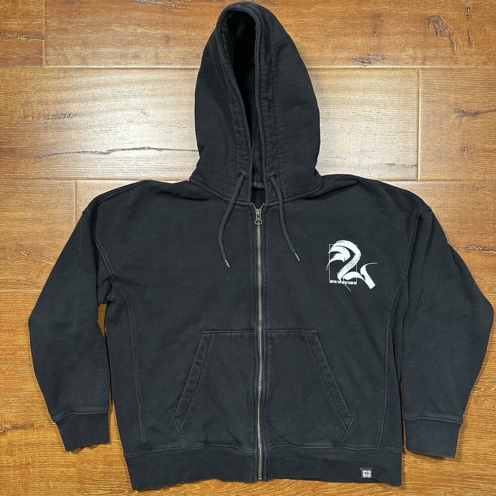 GU Tokyo X Aerosyn Lex Mestrovic Hoodie Sweater Womens S Black Full Zip Relaxed